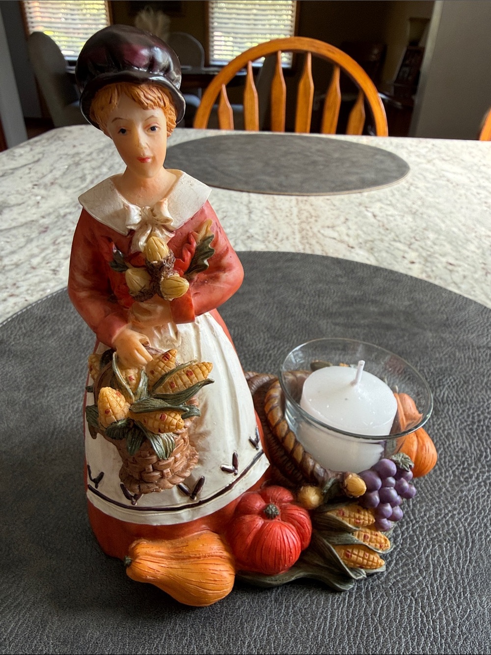 Vintage Fall Harvest Themed Figurine Candle Holder